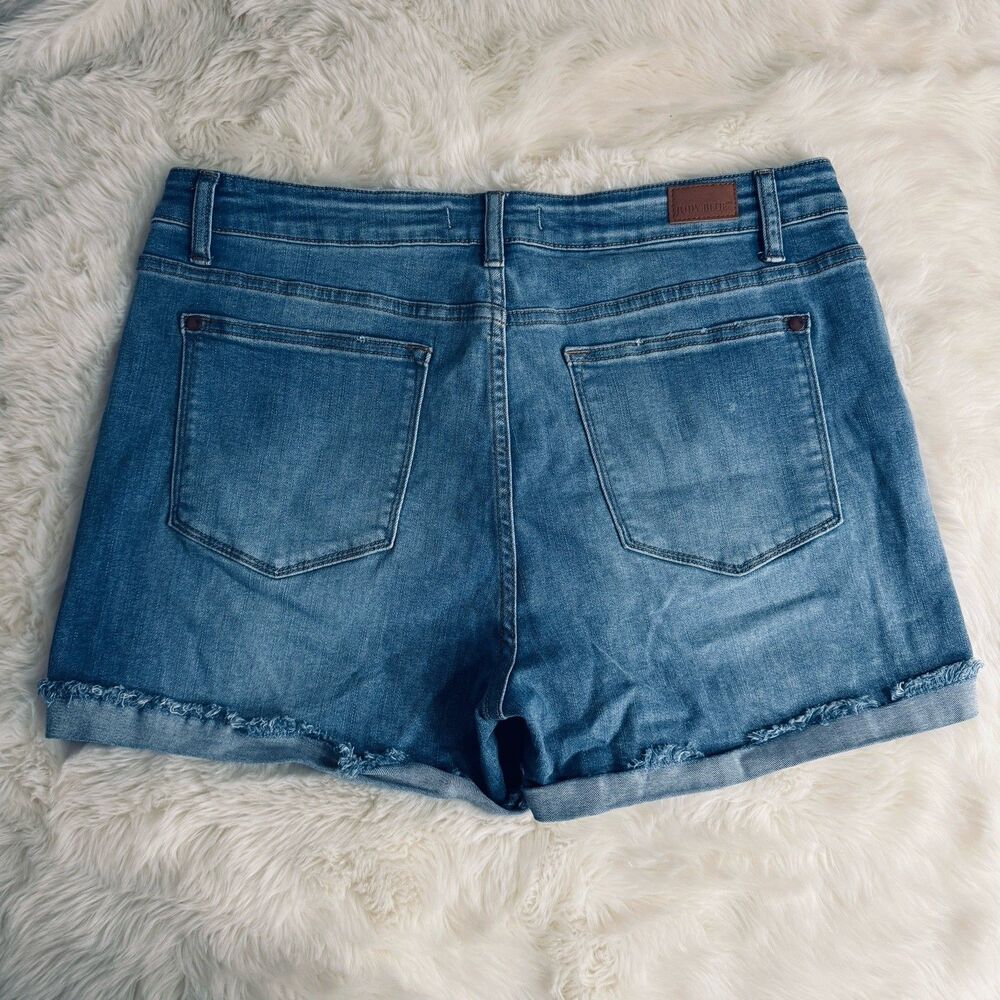 Judy Blue Light Blue Denim Jean Shorts with Frayed Hem - Picture 2 of 6